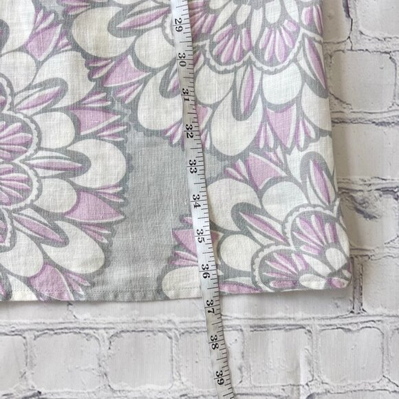 LOFT Factory woman’s 100% Linen Dress Gray Lavender Floral print sleeveless 8 - Picture 9 of 12